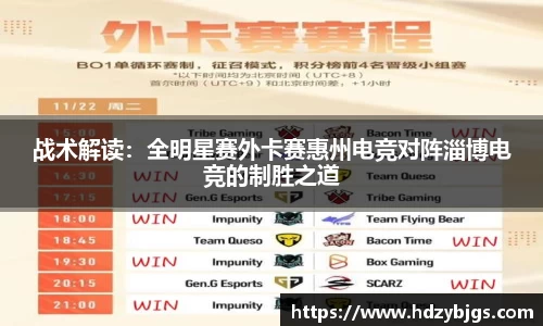 战术解读：全明星赛外卡赛惠州电竞对阵淄博电竞的制胜之道